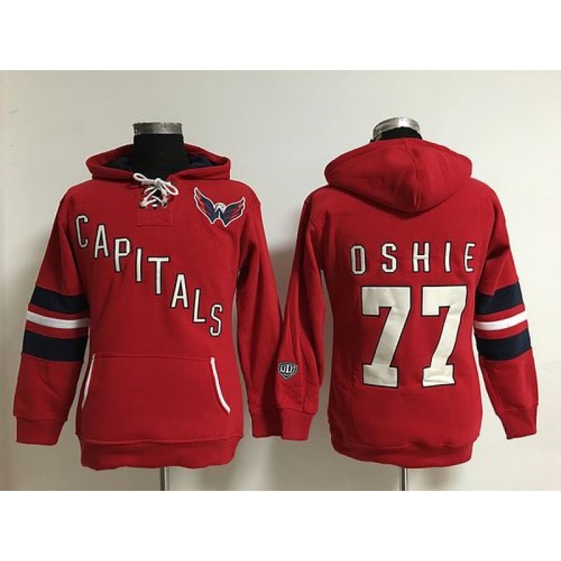Washington Capitals #77 T.J Oshie Red Women's Old Time Heidi Hoodie NHL Hoodie Washington Capitals #77 T.J Oshie Red Women's Old Time Heidi Hoodie NHL Hoodie
