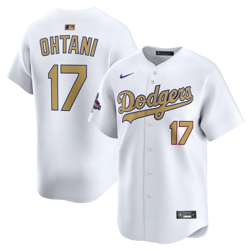 Youth Los Angeles Dodgers #17 Shohei Ohtani White 2025 Gold Collection Limited Jersey