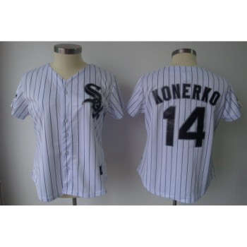 White Sox #14 Paul Konerko White With Black Strip Women's Fashion Stitched MLB Jersey White Sox #14 Paul Konerko White With Black Strip Women's Fashion Stitched MLB Jersey