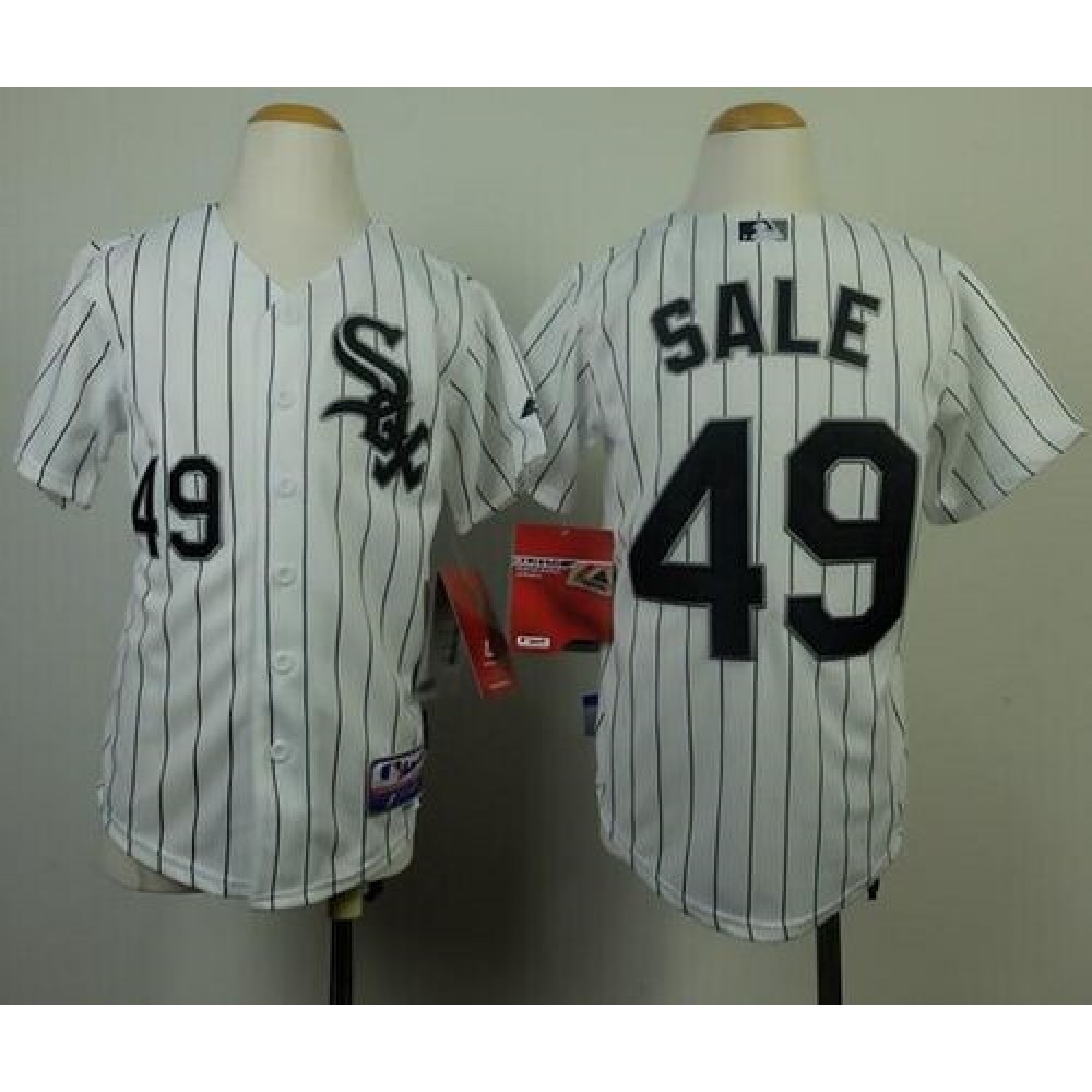 White Sox #49 Chris Sale White(Black Strip) Cool Base Stitched Youth MLB Jersey