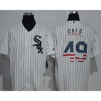 White Sox #49 Chris Sale White(Black Strip) USA Flag Fashion Stitched MLB Jersey White Sox #49 Chris Sale White(Black Strip) USA Flag Fashion Stitched MLB Jersey
