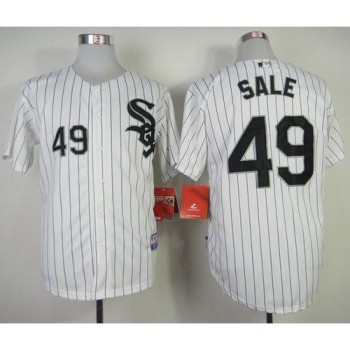 White Sox #49 Chris Sale White With Black Strip Stitched MLB Jersey White Sox #49 Chris Sale White With Black Strip Stitched MLB Jersey