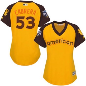White Sox #53 Melky Cabrera Gold 2016 All-Star American League Women's Stitched MLB Jersey White Sox #53 Melky Cabrera Gold 2016 All-Star American League Women's Stitched MLB Jersey