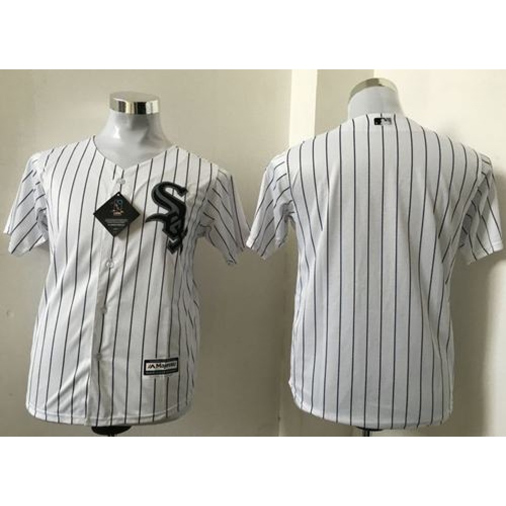 White Sox Blank White(Black Strip) Cool Base Stitched Youth MLB Jersey