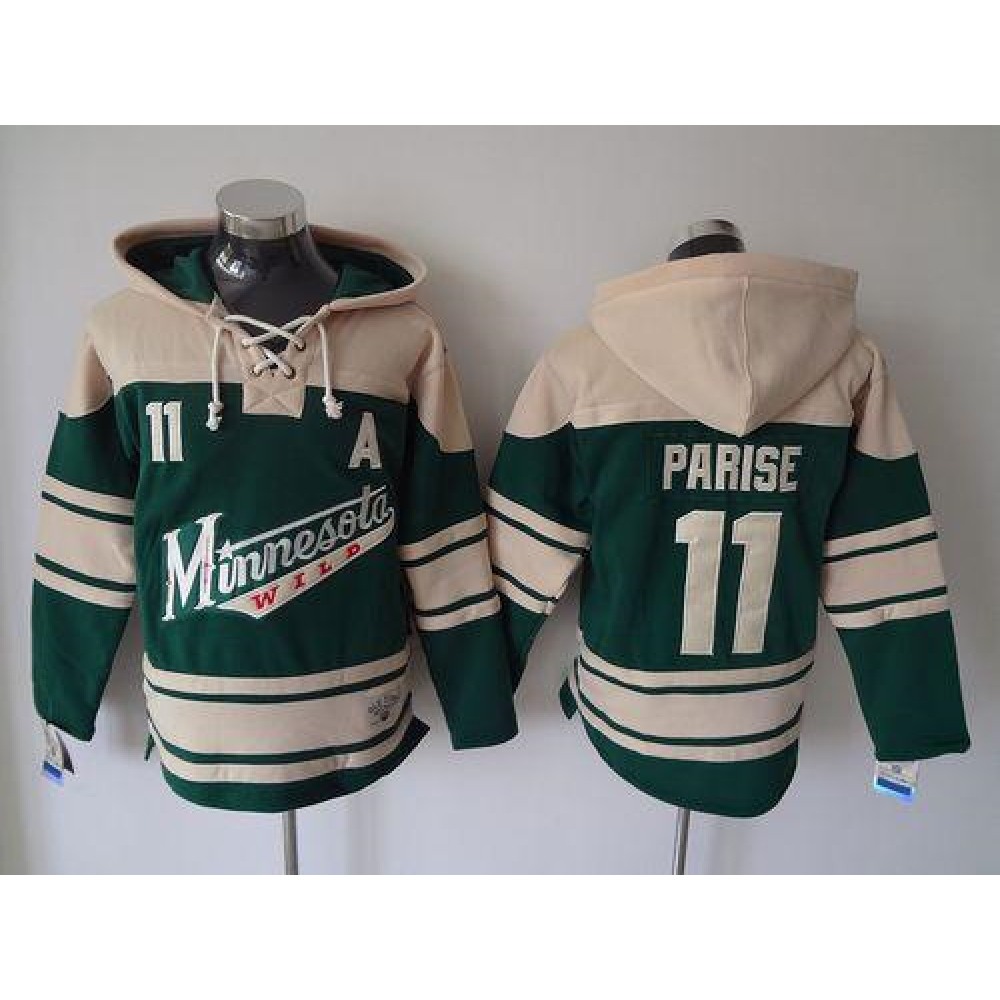 Wild #11 Zach Parise Green Sawyer Hooded Sweatshirt Stitched NHL Jersey