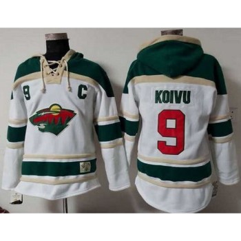 Wild #9 Mikko Koivu White Sawyer Hooded Sweatshirt Stitched NHL Jersey Wild #9 Mikko Koivu White Sawyer Hooded Sweatshirt Stitched NHL Jersey