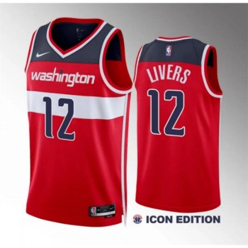 Men's Washington Wizards #12 Isaiah Livers Red Icon Edition Stitched Basketball Jersey Men's Washington Wizards #12 Isaiah Livers Red Icon Edition Stitched Basketball Jersey