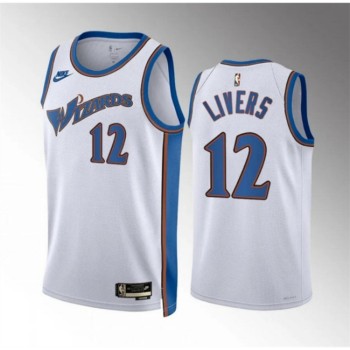 Men's Washington Wizards #12 Isaiah Livers White Classic Edition Stitched Basketball Jersey Men's Washington Wizards #12 Isaiah Livers White Classic Edition Stitched Basketball Jersey