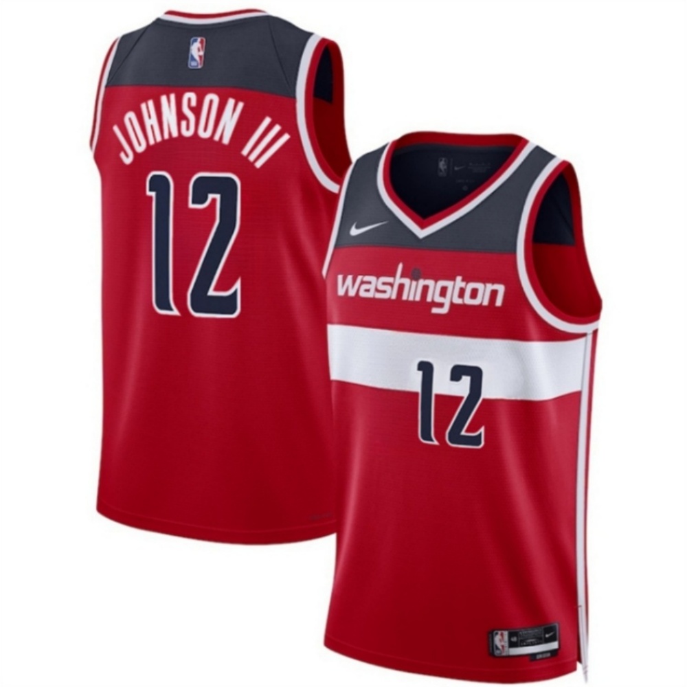 Men's Washington Wizards #12 Tre Johnson III Red 2025 Draft Icon Edition Stitched Basketball Jersey
