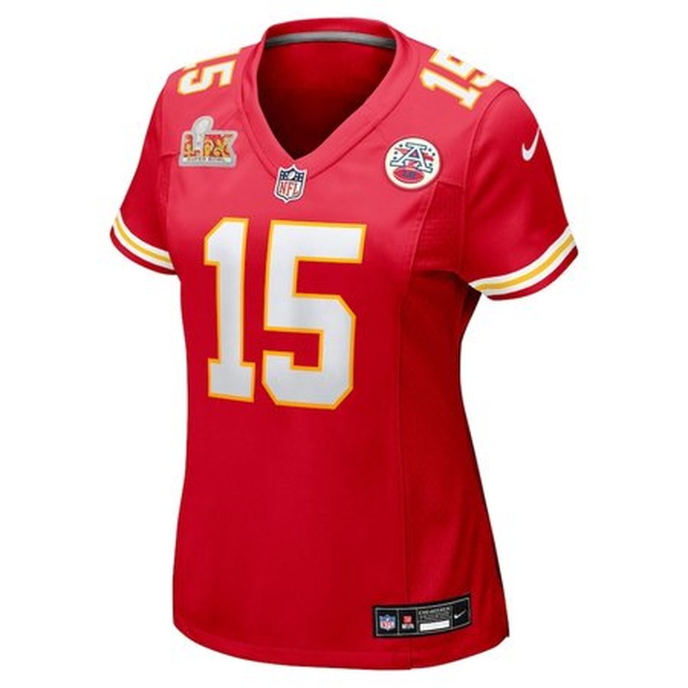 Women's Kansas City Chiefs #15 Patrick Mahomes Red Super Bowl LIX Game Jersey Women's Kansas City Chiefs #15 Patrick Mahomes Red Super Bowl LIX Game Jersey