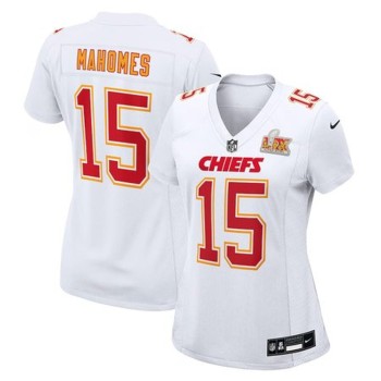Women's Kansas City Chiefs #15 Patrick Mahomes Tundra White Super Bowl LIX Fashion Game Jersey Women's Kansas City Chiefs #15 Patrick Mahomes Tundra White Super Bowl LIX Fashion Game Jersey