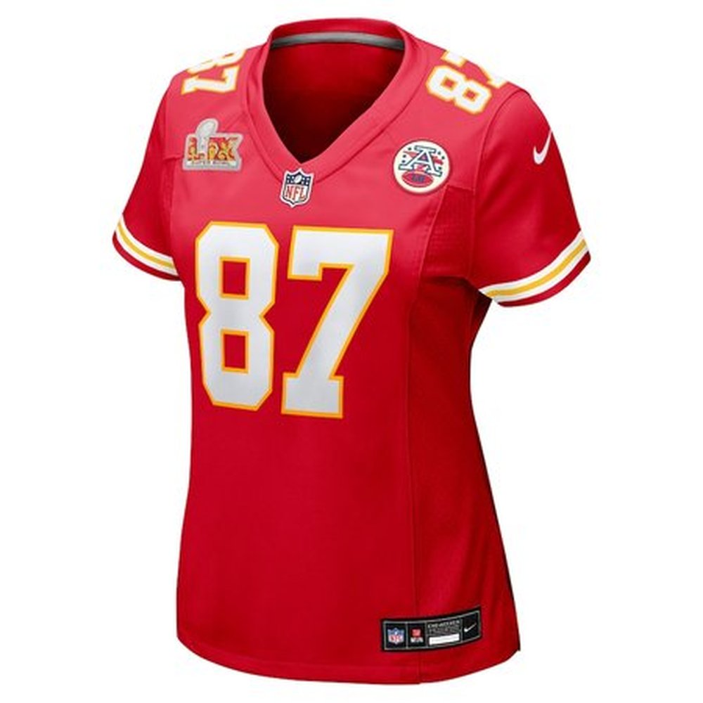 Women's Kansas City Chiefs #87 Travis Kelce Red Super Bowl LIX Game Jersey Women's Kansas City Chiefs #87 Travis Kelce Red Super Bowl LIX Game Jersey