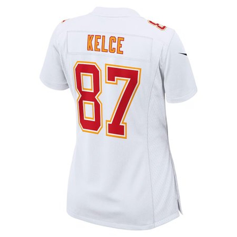 Women's Kansas City Chiefs #87 Travis Kelce Tundra White Super Bowl LIX Fashion Game Jersey Women's Kansas City Chiefs #87 Travis Kelce Tundra White Super Bowl LIX Fashion Game Jersey