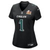 Women's Philadelphia Eagles Jalen Hurts Nike Carbon Black Super Bowl LIX Fashion Game Player Jersey
