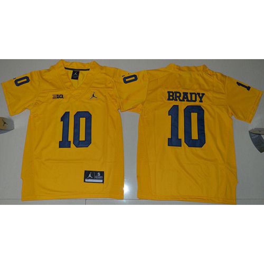 Wolverines #10 Tom Brady Gold  Stitched Youth NCAA Jersey