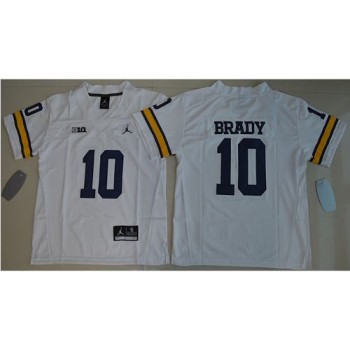 Wolverines #10 Tom Brady White Stitched Youth NCAA Jersey Wolverines #10 Tom Brady White Stitched Youth NCAA Jersey