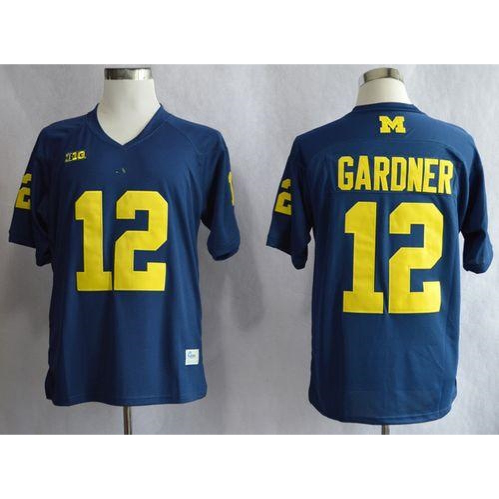 Wolverines #12 Devin Gardner Blue Big 10 Patch Stitched NCAA Jersey
