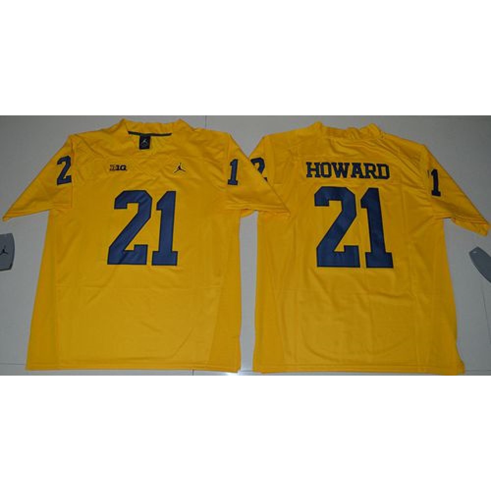 Wolverines #21 Desmond Howard Gold  Limited Stitched NCAA Jersey