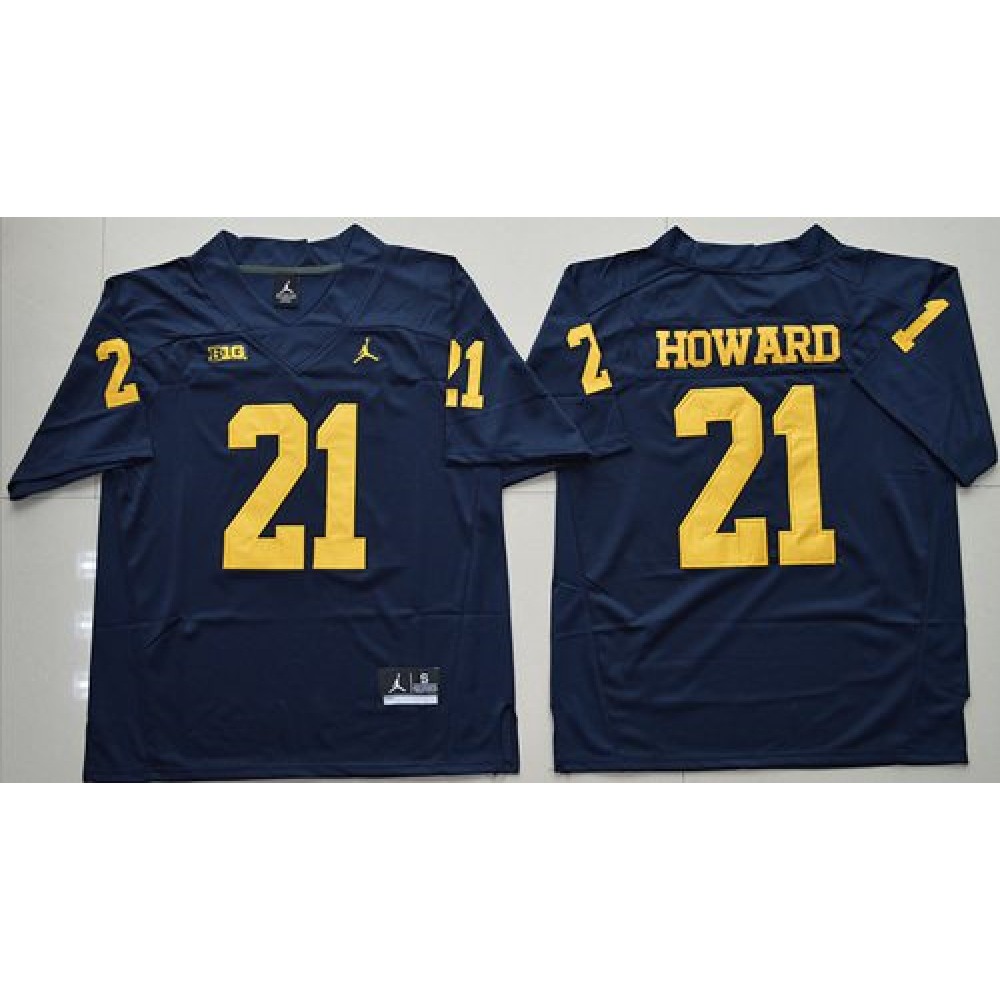 Wolverines #21 Desmond Howard Navy Blue  Stitched NCAA Jersey