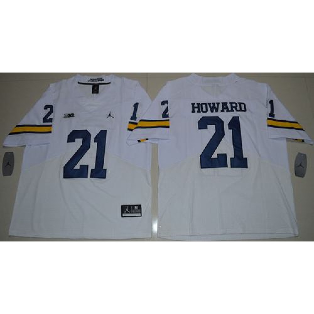 Wolverines #21 Desmond Howard White  Elite Stitched NCAA Jersey