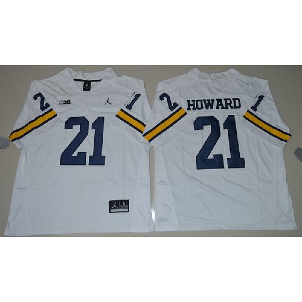 Wolverines #21 Desmond Howard White  Stitched NCAA Jersey