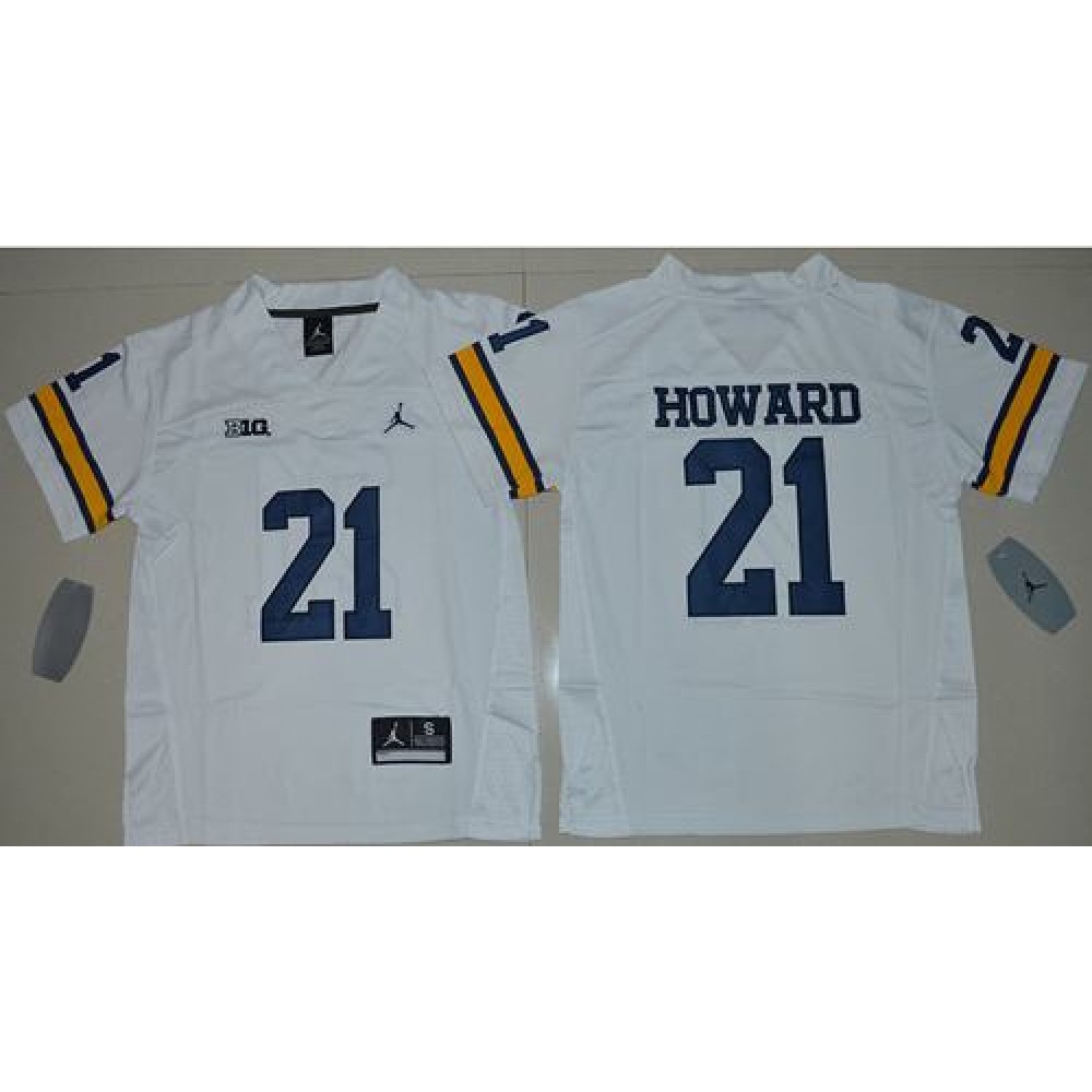 Wolverines #21 Desmond Howard White  Stitched Youth NCAA Jersey
