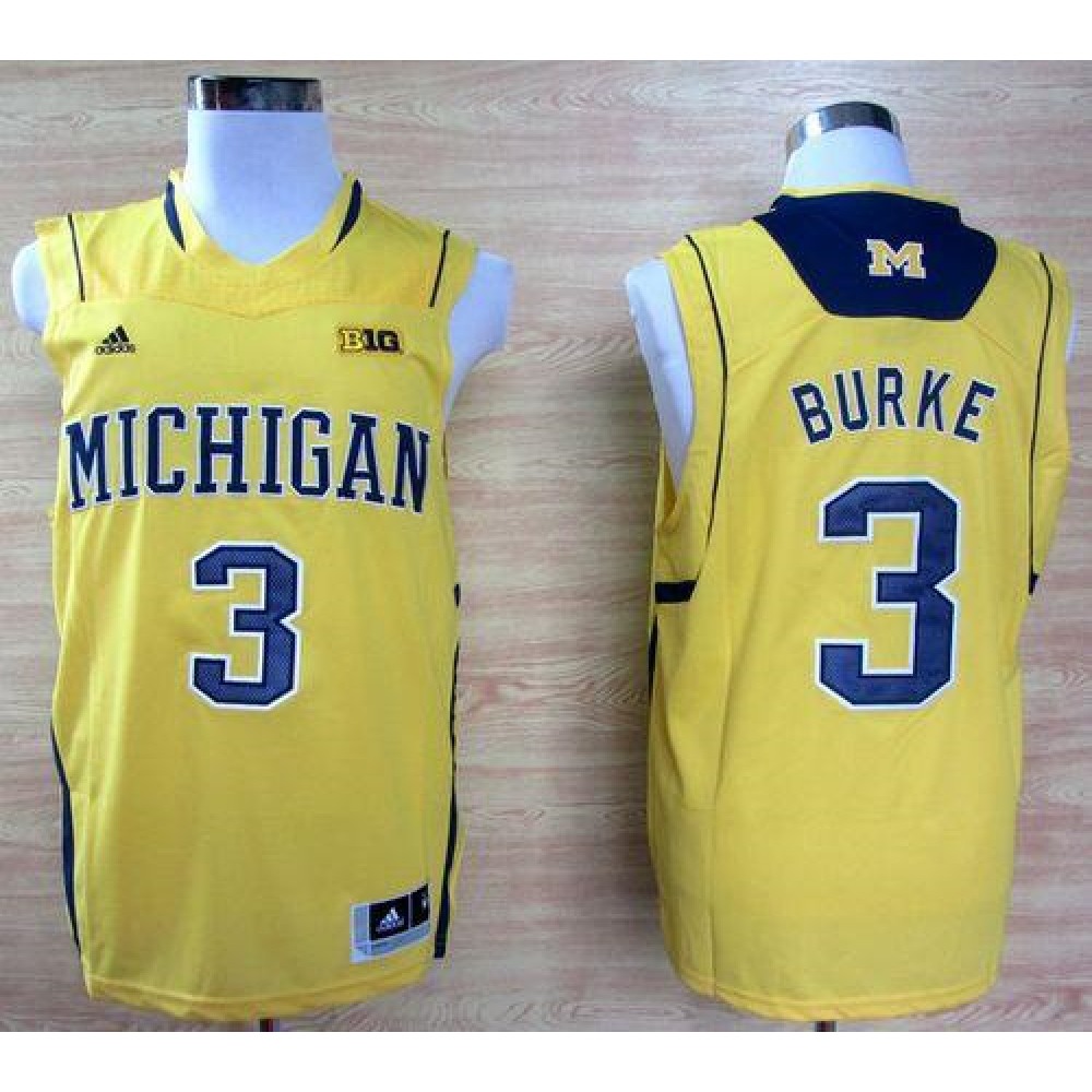 Wolverines #3 Trey Burke Gold Basketball Stitched NCAA Jersey
