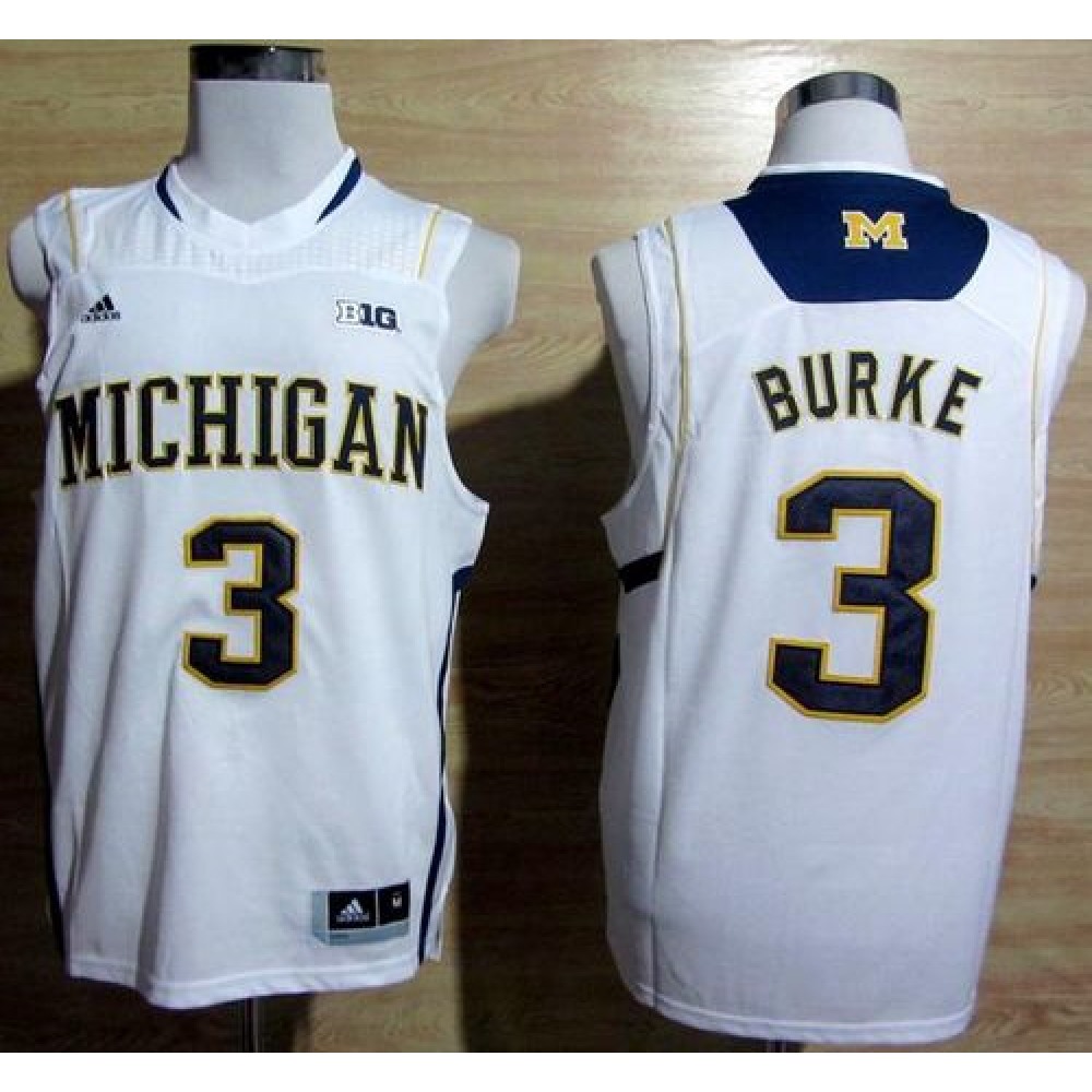Wolverines #3 Trey Burke White Basketball Stitched NCAA Jersey