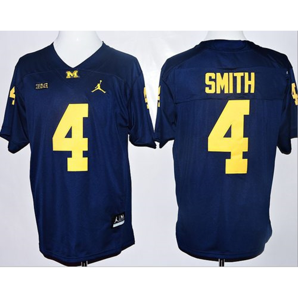 Wolverines #4 De'Veon Smith Navy Blue  Stitched NCAA Jersey