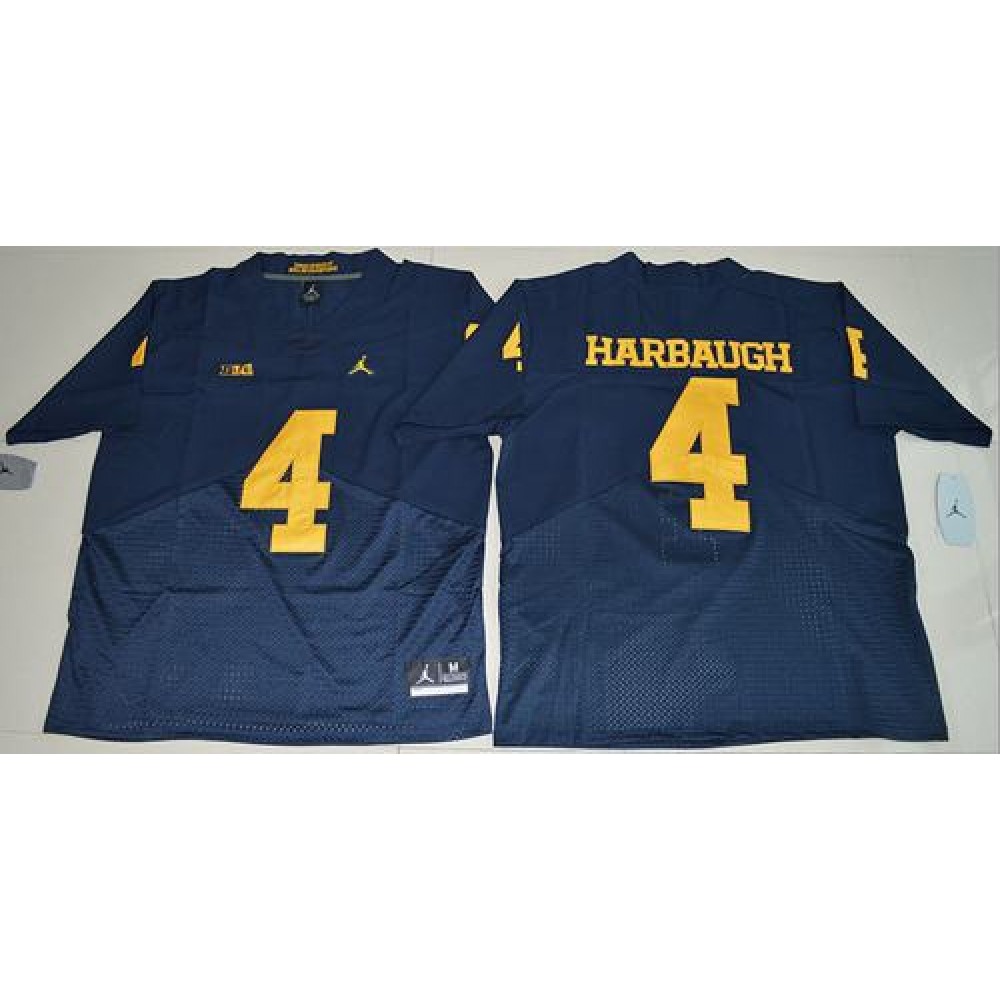 Wolverines #4 Jim Harbaugh Navy Blue  Elite Stitched NCAA Jersey