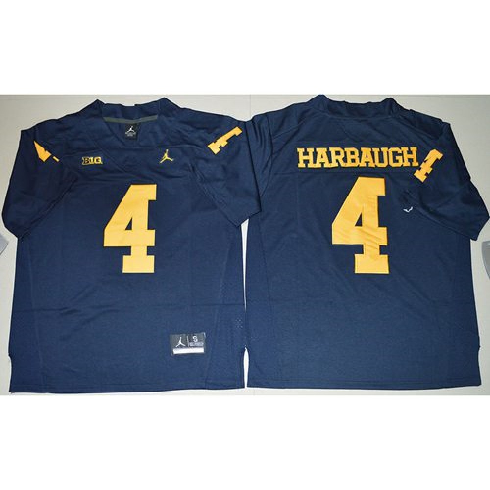 Wolverines #4 Jim Harbaugh Navy Blue  Stitched NCAA Jersey