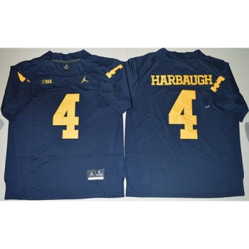 Wolverines #4 Jim Harbaugh Navy Blue Stitched NCAA Jersey Wolverines #4 Jim Harbaugh Navy Blue Stitched NCAA Jersey