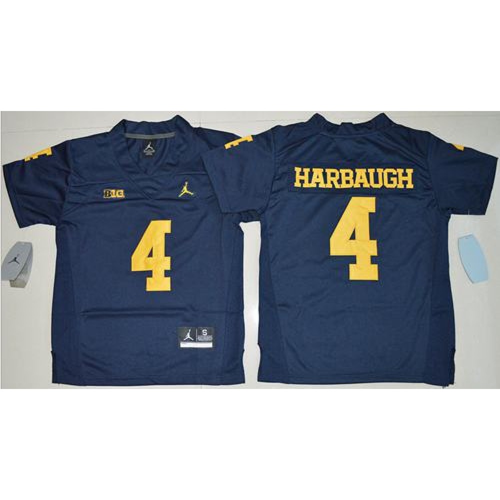 Wolverines #4 Jim Harbaugh Navy Blue  Stitched Youth NCAA Jersey