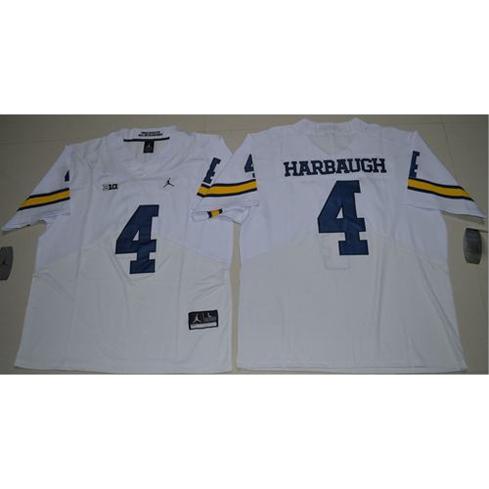 Wolverines #4 Jim Harbaugh White  Elite Stitched NCAA Jersey