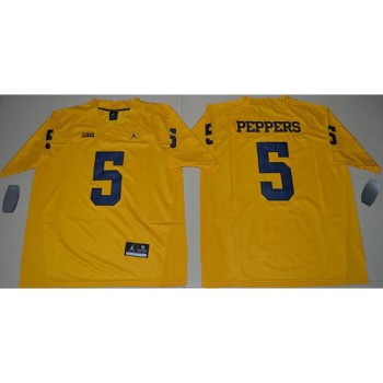 Wolverines #5 Jabrill Peppers Gold  Limited Stitched NCAA Jersey