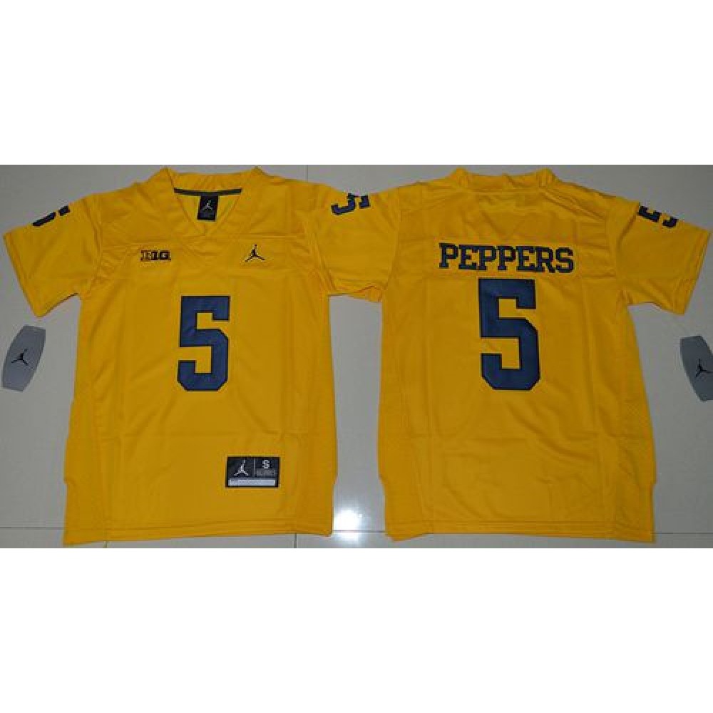 Wolverines #5 Jabrill Peppers Gold  Stitched Youth NCAA Jersey