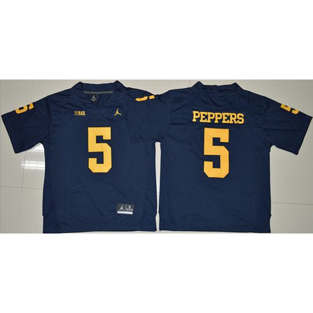 Wolverines #5 Jabrill Peppers Navy Blue  Stitched NCAA Jersey
