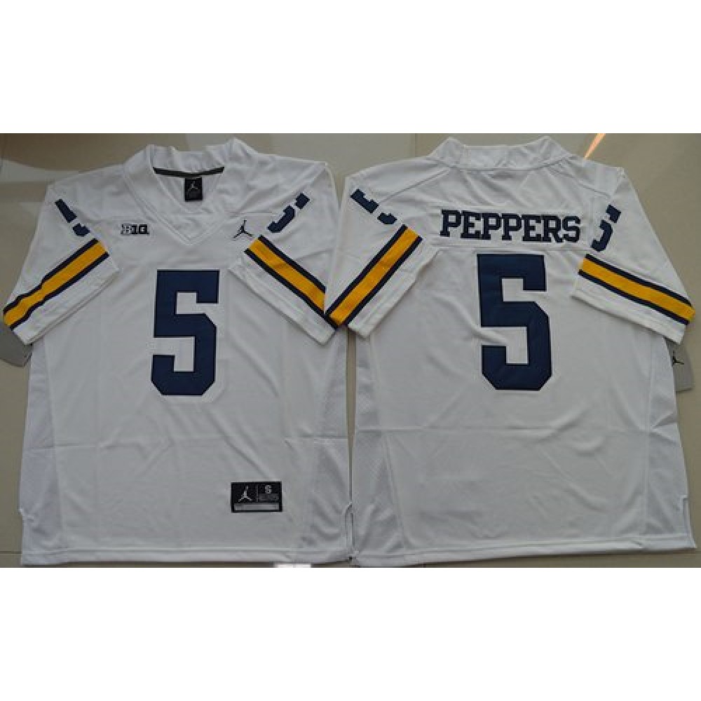Wolverines #5 Jabrill Peppers White  Stitched NCAA Jersey