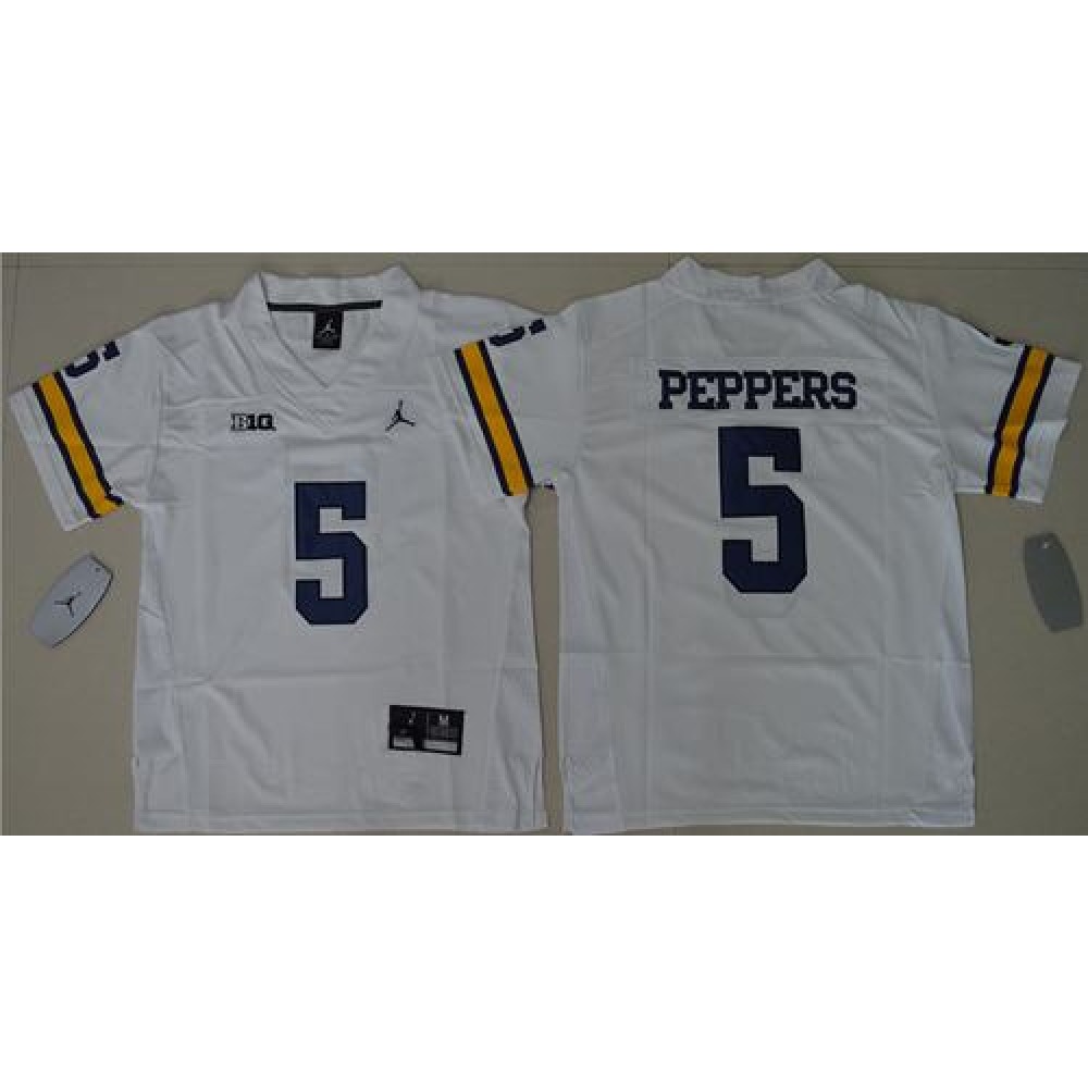 Wolverines #5 Jabrill Peppers White  Stitched Youth NCAA Jersey