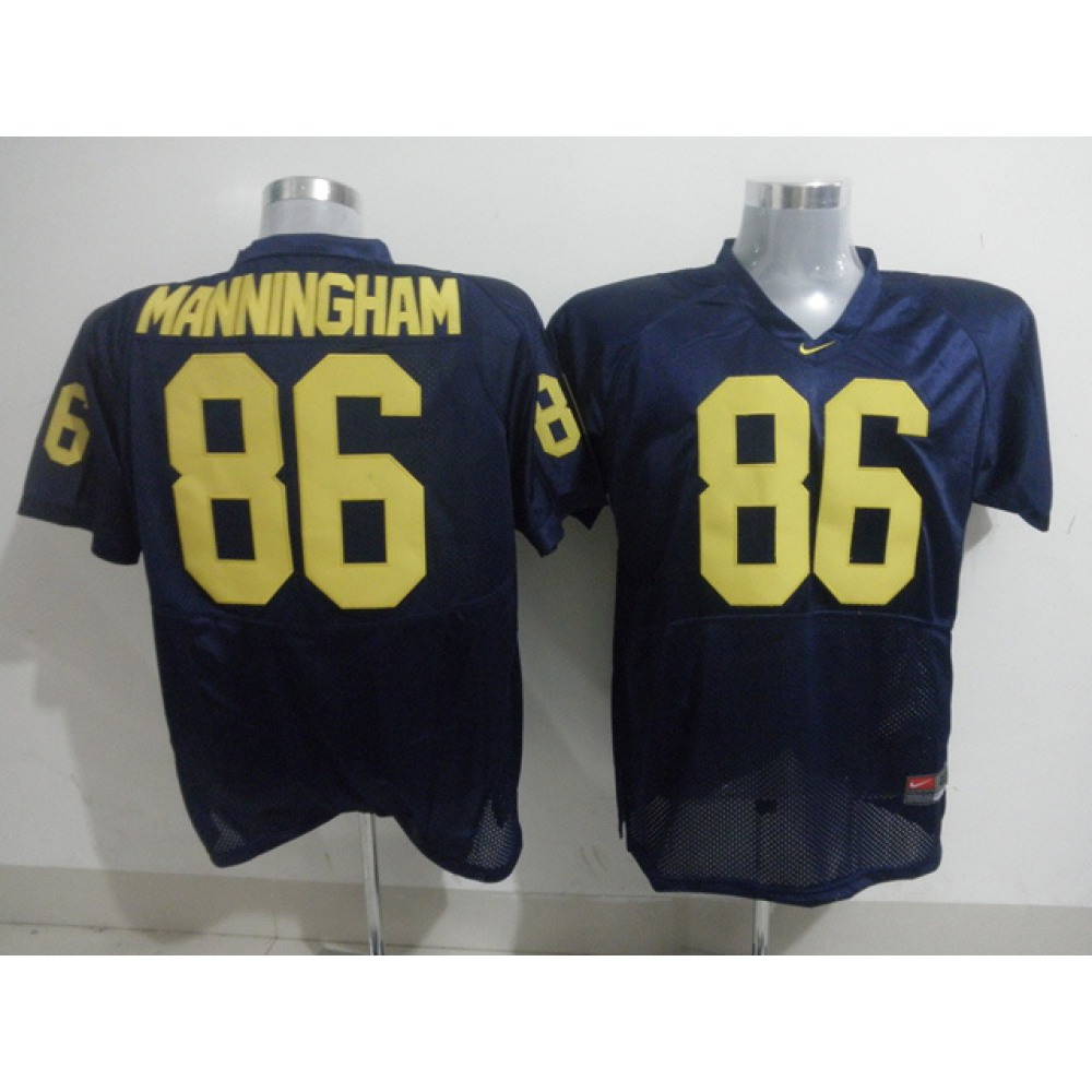Wolverines #86 Mario Manningham Blue Stitched NCAA Jersey