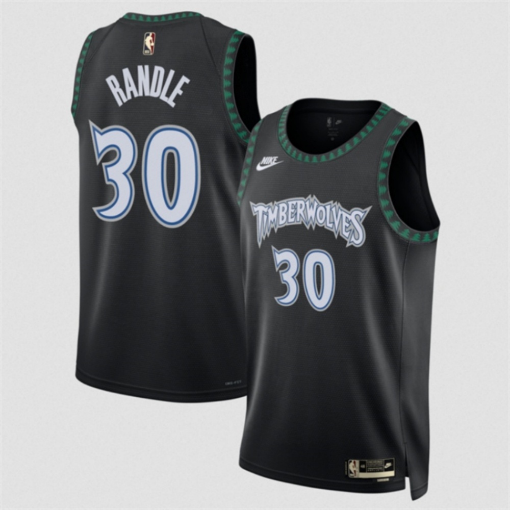 Men's Minnesota Timberwolves #30 Julius Randle Black 2025 Classic Edition Stitched Jersey