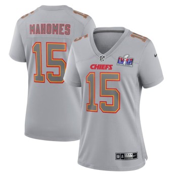Women's Kansas City Chiefs #15 Patrick Mahomes Gray Super Bowl LVIII Atmosphere Fashion Game Jersey Women's Kansas City Chiefs #15 Patrick Mahomes Gray Super Bowl LVIII Atmosphere Fashion Game Jersey