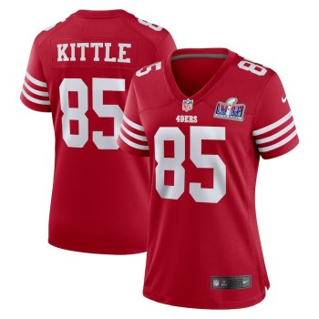 Women's San Francisco 49ers #85 George Kittle Scarlet Super Bowl LVIII Game Jersey Women's San Francisco 49ers #85 George Kittle Scarlet Super Bowl LVIII Game Jersey