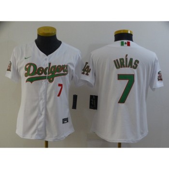 Women Los Angeles Dodgers #7 Julio Urias White Green 2020 World Series Stitched Jersey Women Los Angeles Dodgers #7 Julio Urias White Green 2020 World Series Stitched Jersey