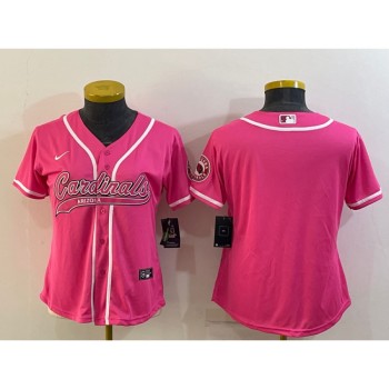 Women's Arizona Cardinals Blank Pink With Patch Cool Base Stitched Baseball Jersey(Run Small) Women's Arizona Cardinals Blank Pink With Patch Cool Base Stitched Baseball Jersey(Run Small)