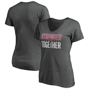 Women's Arizona Cardinals Heather Stronger Together Space Dye V-Neck T-Shirt(Run Small) Women's Arizona Cardinals Heather Stronger Together Space Dye V-Neck T-Shirt(Run Small)