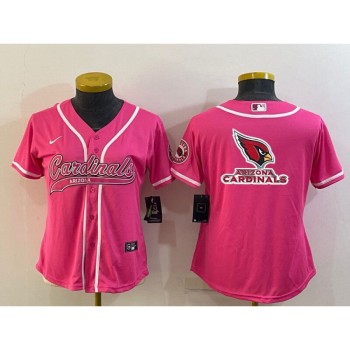 Women's Arizona Cardinals Pink Team Big Logo With Patch Cool Base Stitched Baseball Jersey(Run Small) Women's Arizona Cardinals Pink Team Big Logo With Patch Cool Base Stitched Baseball Jersey(Run Small)
