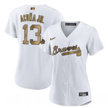 Women's Atlanta Braves #13 Ronald Acuna Jr. 2022 All-Star White Stitched Baseball Jersey(Run Small) Women's Atlanta Braves #13 Ronald Acuna Jr. 2022 All-Star White Stitched Baseball Jersey(Run Small)