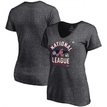 Women's Atlanta Braves 2021 Heathered Charcoal National League Champions Locker Room V-Neck T-Shirt(Run Small) Women's Atlanta Braves 2021 Heathered Charcoal National League Champions Locker Room V-Neck T-Shirt(Run Small)