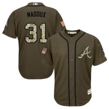 Women's Atlanta Braves #31 Greg Maddux Green Salute to Service Stitched MLB Jersey Women's Atlanta Braves #31 Greg Maddux Green Salute to Service Stitched MLB Jersey